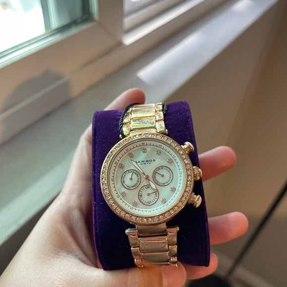 Akribos XXIV Trio Watch Set in Purple Case